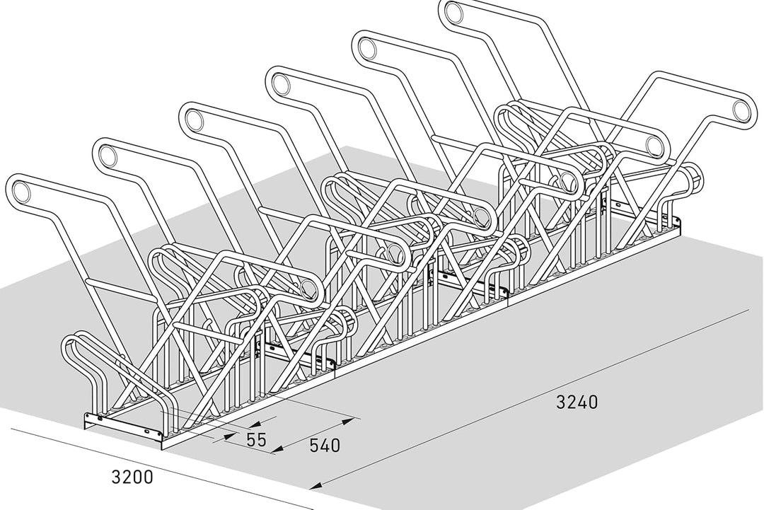 Anlehnparker 2622 XBF | Fahrradständer beidseitig | für 12 extra breite Fahrräder | erweiterbar | Ab