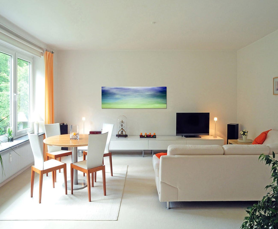 Paul Sinus Art Panoramabild auf Leinwand und Keilrahmen 150x50cm Nebel Wolken Dunst Grunge abstrakt