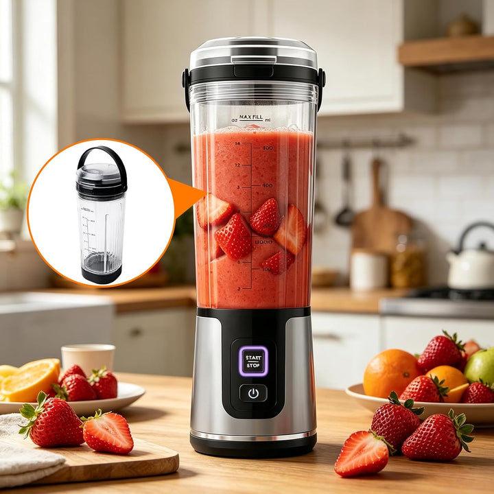 Mixgefäss kompatibel mit Ninja Blast Tragbarer Mixer, 530ml Mixbecher mit Auslaufsicherer Deckel, Mi