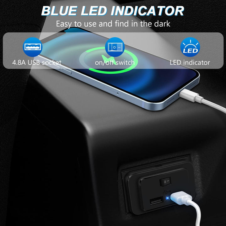 2 Stück Kfz-Ladegerätestecker, Dual USB, 4,8 A, mit Schalter, 12 V/24 V, USB-Bedienfeld, Schnelllade