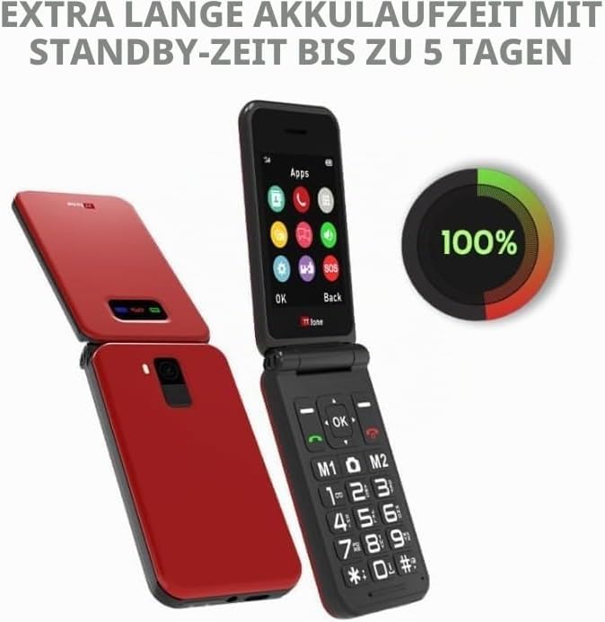TTfone TT760 Klapptelefon 4G mit Grossen Tasten für Senioren und Notruf-Taste - Entsperrtes Grundleg