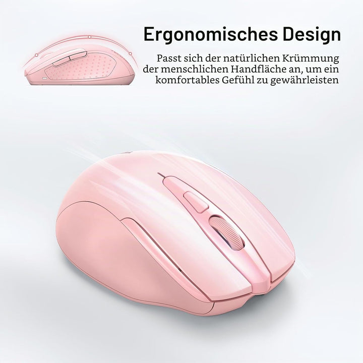 TECKNET Wiederaufladbare, 2.4G Kabellose Maus mit leisem Klick, 4800 DPI, 6 Einstellbar, Ergonomisch