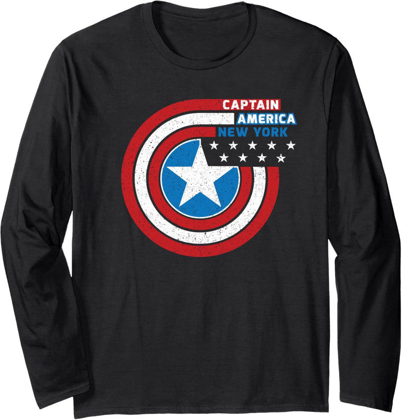 Marvel Captain America New York Retro Shield Langarmshirt