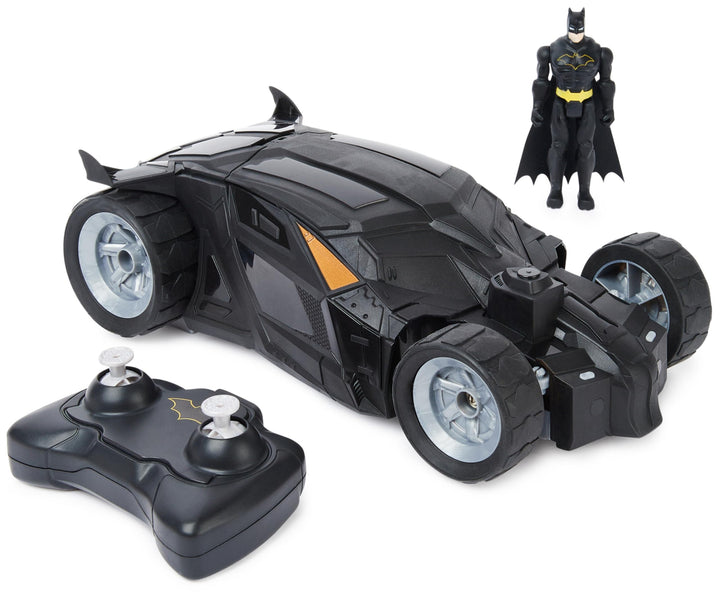 DC Comics - Batman Batmobile mit Fernsteuerung und Batman Figur (10cm) (2,4 GHz), einfach zu Fahren,
