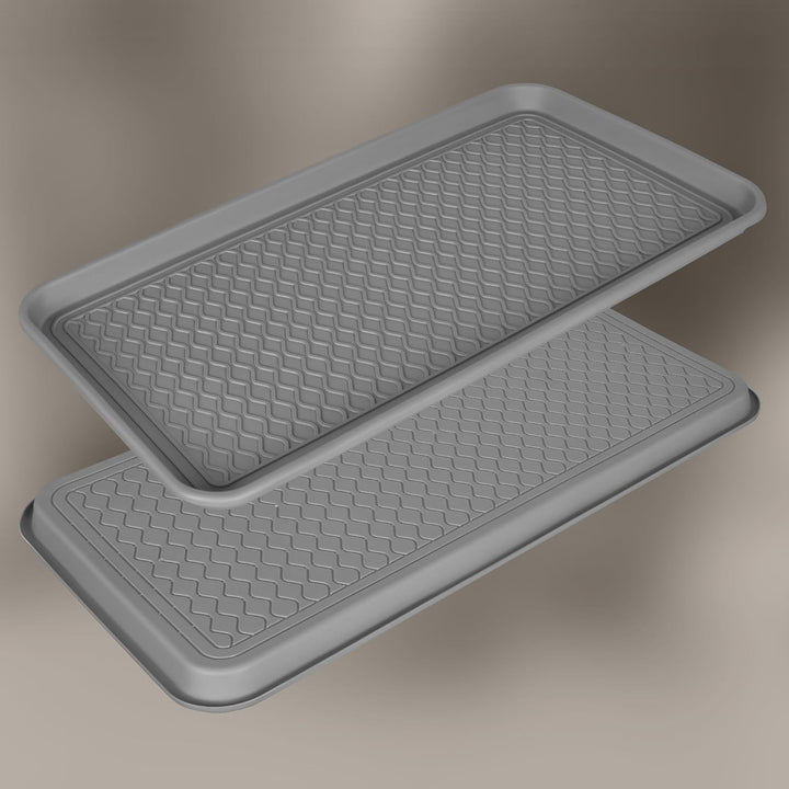 KOTARBAU® 2er Set Schuhabtropfschale 38x76cm Abtropfmatte Schuhe Grau Schuhmatte Abtropfmatte Kunsts