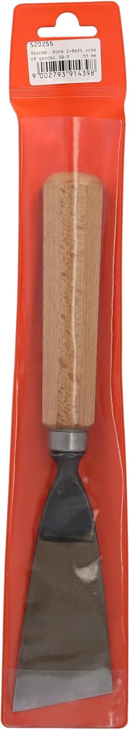 STUBAI Stemmeisen Stechbeitel Serie 52 - Form 2 | Gerades Balleisen, schräg - 55 mm, mit Holzgriff,