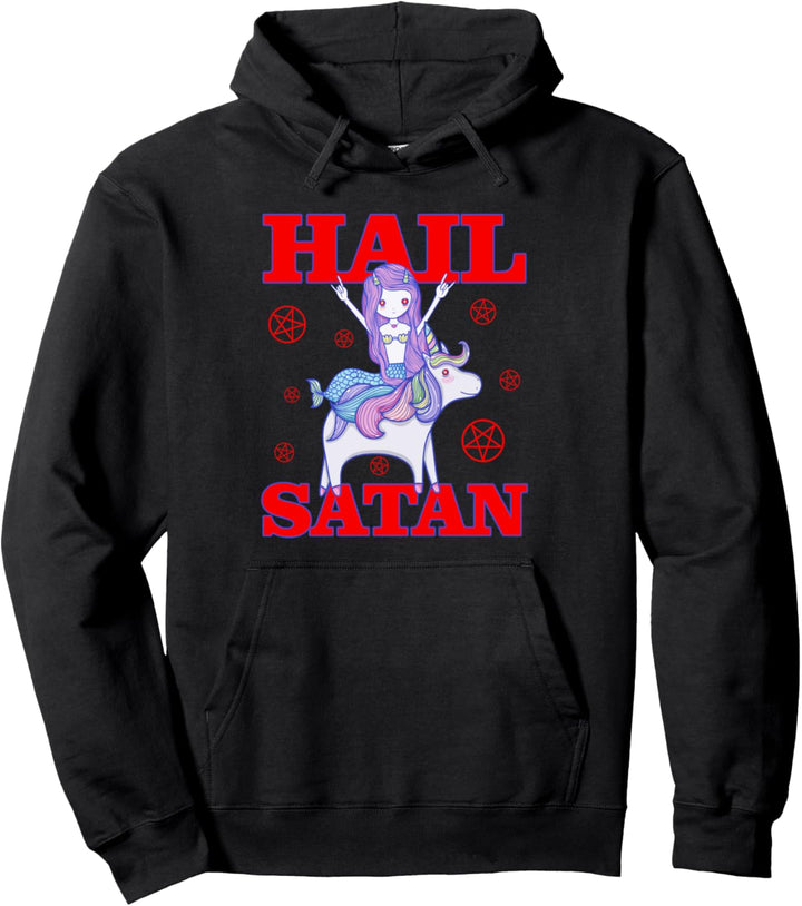 Lustiges Hagel Satan Einhorn Meerjungfrau Tod Metal Pullover Hoodie