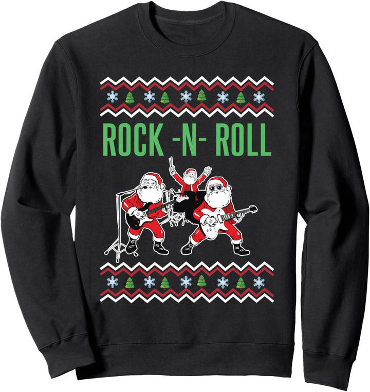 Rock n Roll Christmas Shirt - Santa Rocks Music Band T-Shirt Sweatshirt