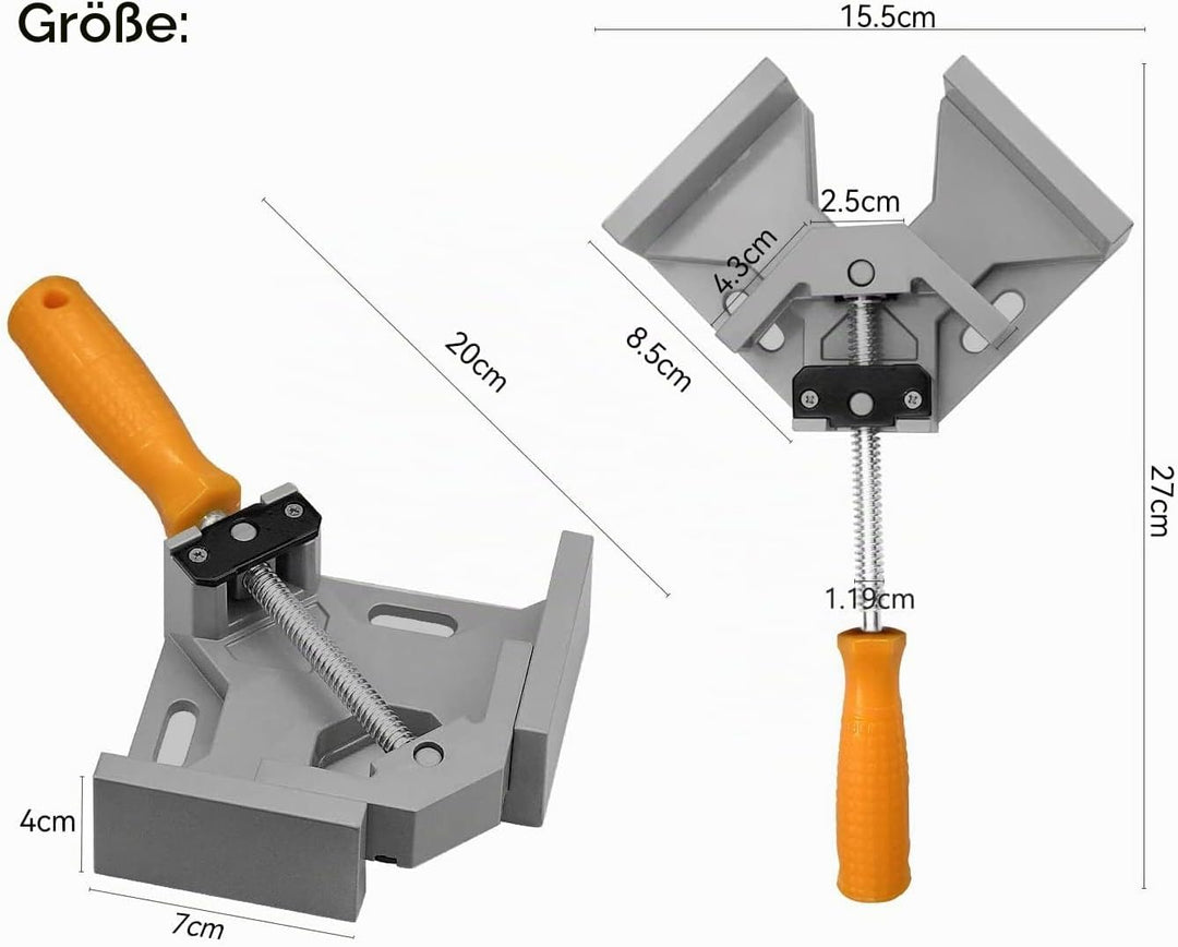 4 Stück Winkelspanner 90 Grad, Aluminium-Legierung Eckspanner, Mit Swing Kiefer, Single Handle, Wink