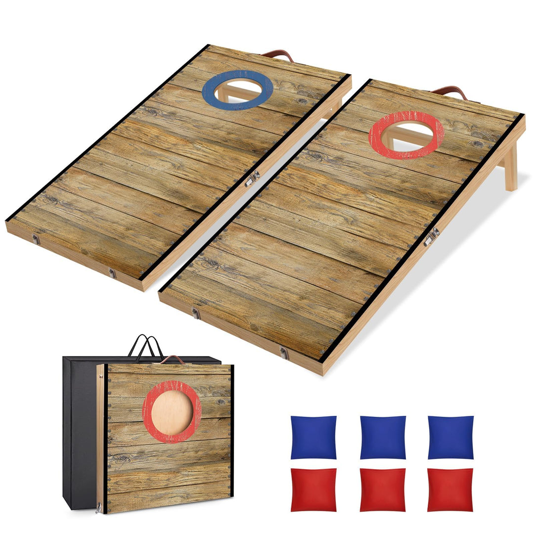 NZQXJXZ Cornhole Spiel Outdoor, 60 x 30 cm Faltbare Premium Corn Hole Boards aus Massivholz mit 6 Co