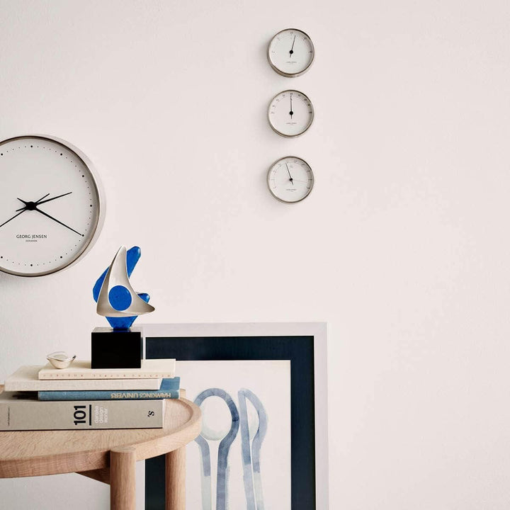 Georg Jensen Koppel Wanduhr 22 cm, Edelstahl mit Weissem Ziffernblatt Material : Precision Quartz Mo