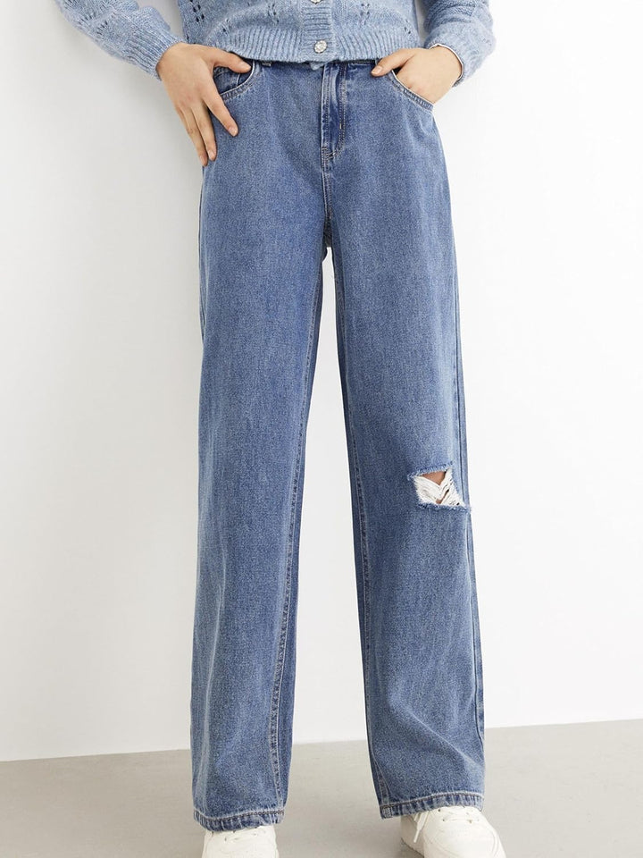 NAME IT Mädchen Nlfnoizza DNM Hw Straight Pant Noos Jeans 128 Medium Blue Denim, 128 Medium Blue Den