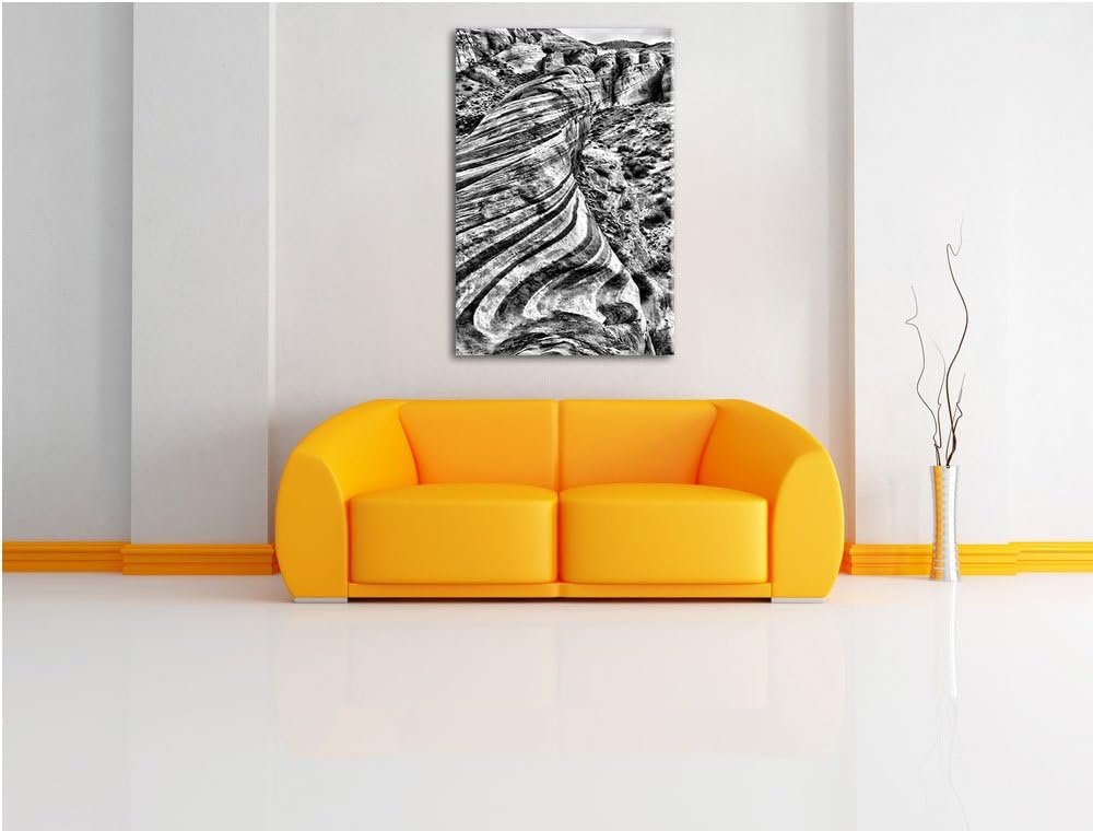 Pixxprint Monocrome, Wüste Nevada Grand Canyon, Format: 100x70 auf Leinwand, riesige Bilder fertig g