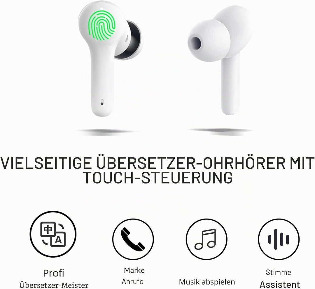 M6 Translator Earbuds Sprachübersetzer Gerät aktualisierter Chip 144 Sprachen und Acccents 0,5s schn