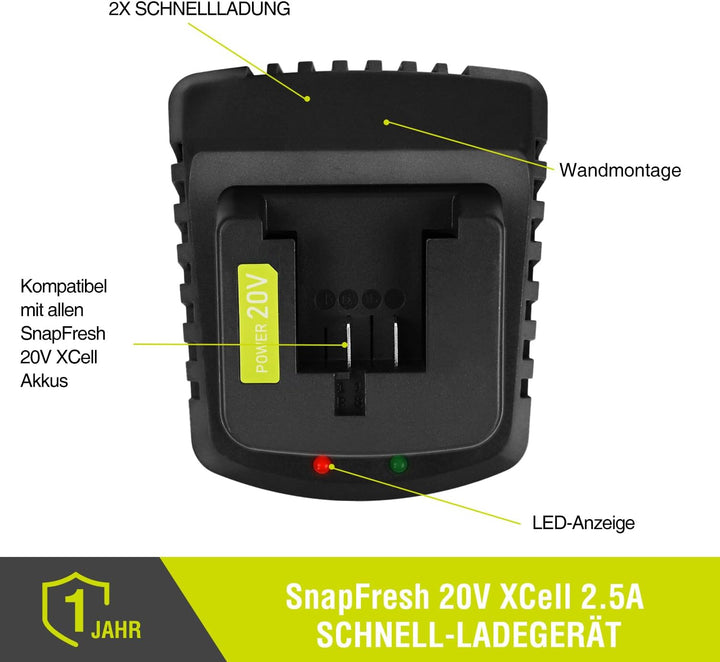 SnapFresh Akku-Ladegerät 20V - 20V Ladegerät nur für SnapFresh 20V Akku