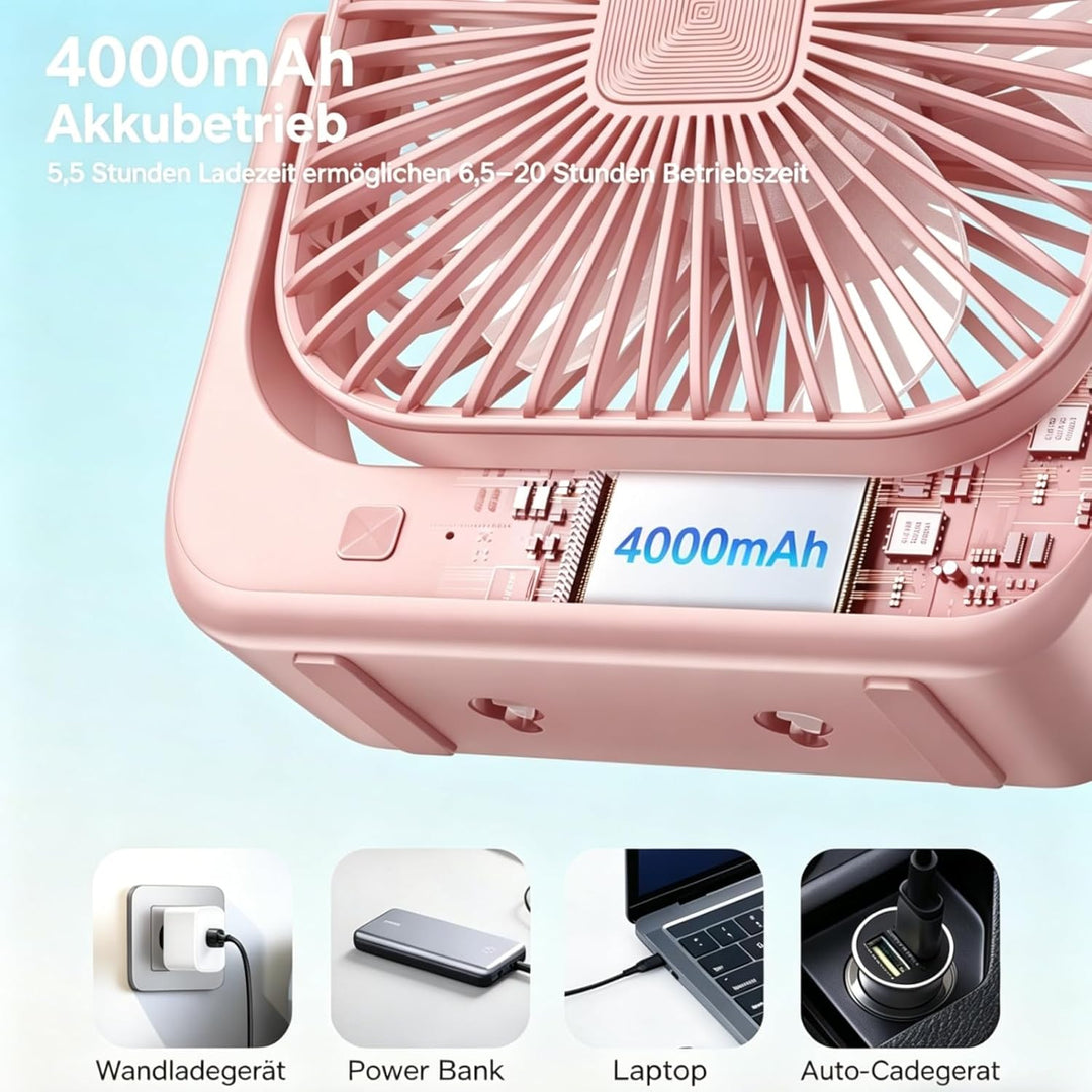 Tragbarer Schreibtischventilator, 4 Geschwindigkeiten persönlicher Desktop-Ventilator, 4000mAh Aufla