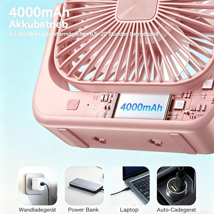 Tragbarer Schreibtischventilator, 4 Geschwindigkeiten persönlicher Desktop-Ventilator, 4000mAh Aufla
