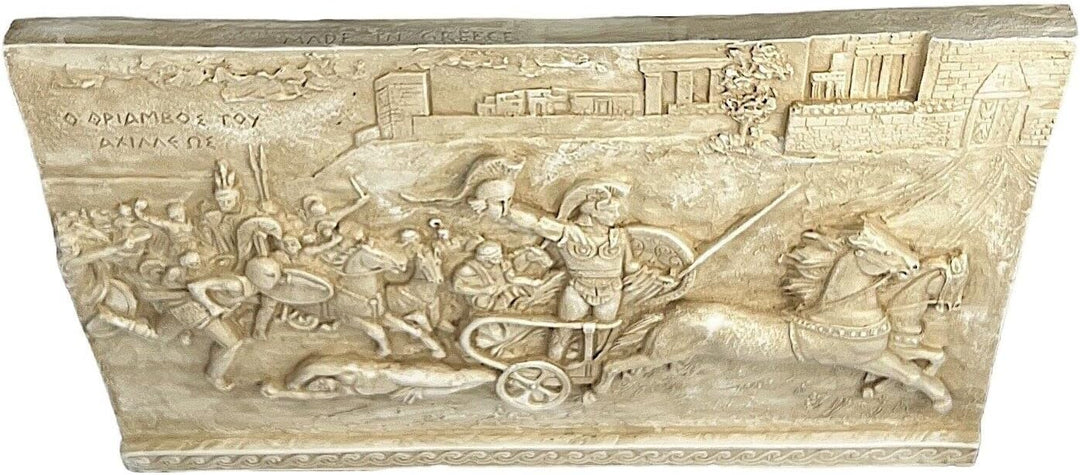 Bas Relief Triumph of Achilles Hector Body Cast Stone Griechische Skulptur Wanddekoration