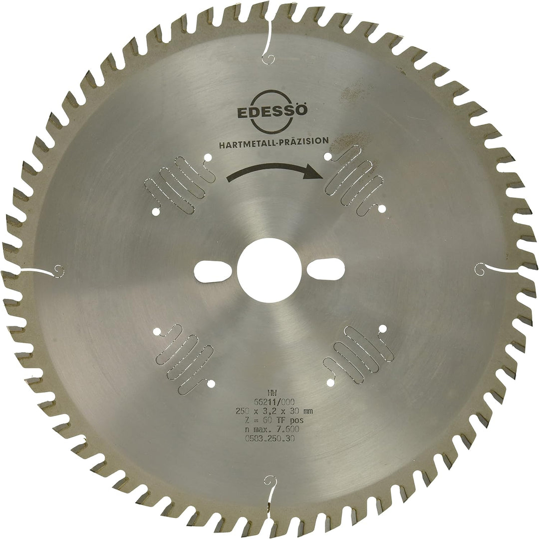 Edessö 58325030 HM-Kreissägeblatt Präzision-Silberpfeil 2 KNL HW 250x3,2/2,6x30 Z=60 TF-pos, silber