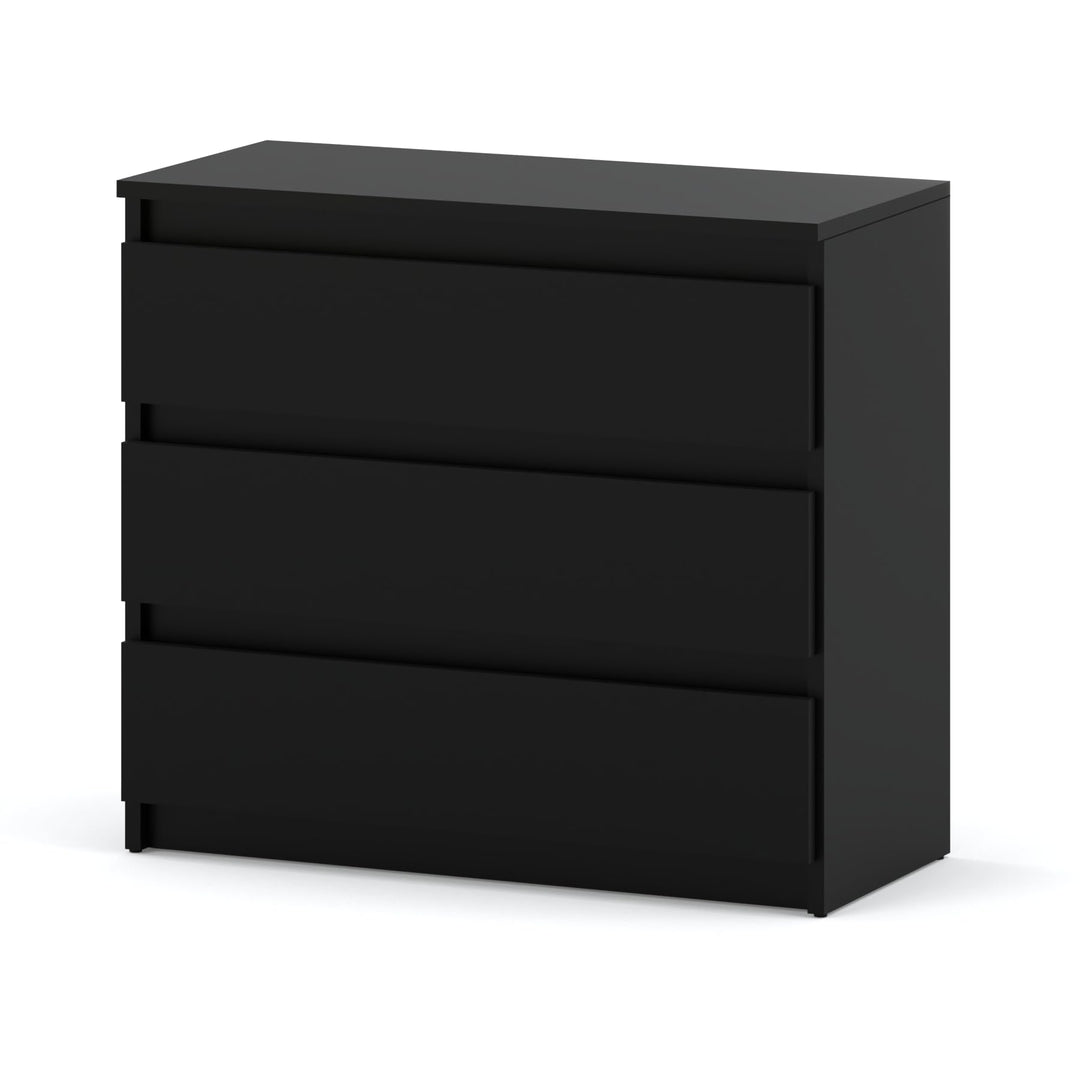 Kommode mit 3 Schubladen – Schmale Schlafzimmer Kommode, Modernes Sideboard Holz - Schwarz Matt – 80