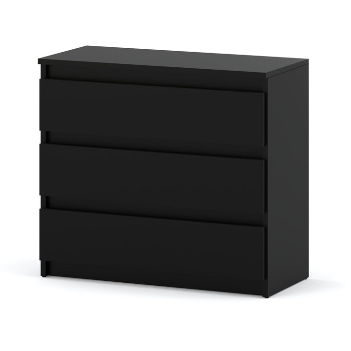 Kommode mit 3 Schubladen – Schmale Schlafzimmer Kommode, Modernes Sideboard Holz - Schwarz Matt – 80