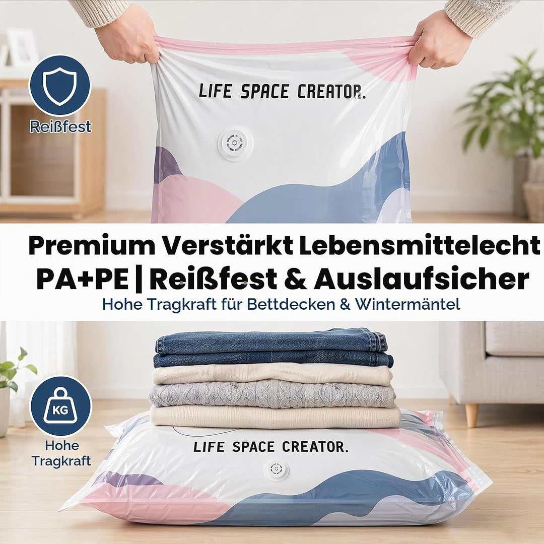 Vakuumbeutel Ohne Pumpe, 4 Pack Vakuumbeutel fur Kleidung, Vacuum Bags for Clothing, No-Pump Vacuum