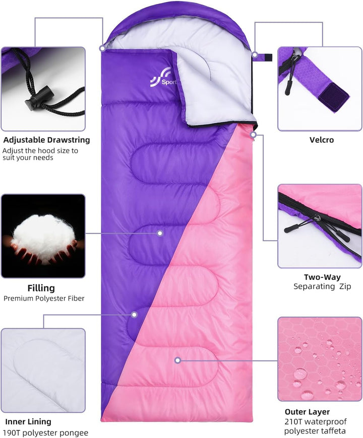 Schlafsack für 3-4 Jahreszeiten: Sportneer Schlafsack Winter Outdoor Sleeping Bag Tragbar Ultraleich