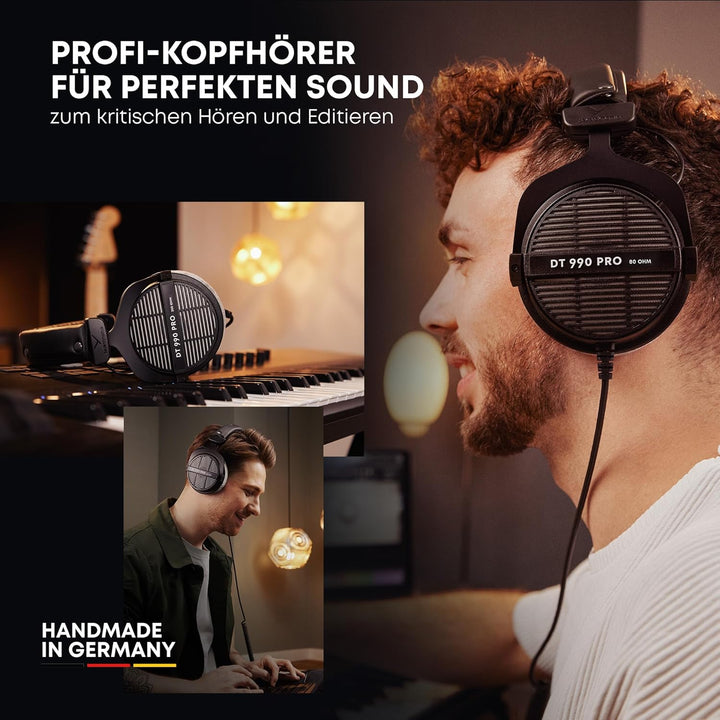 beyerdynamic DT 990 PRO 80 Ohm Black Limited Edition, Studio Kopfhörer mit offener Bauweise, 80 Ohm
