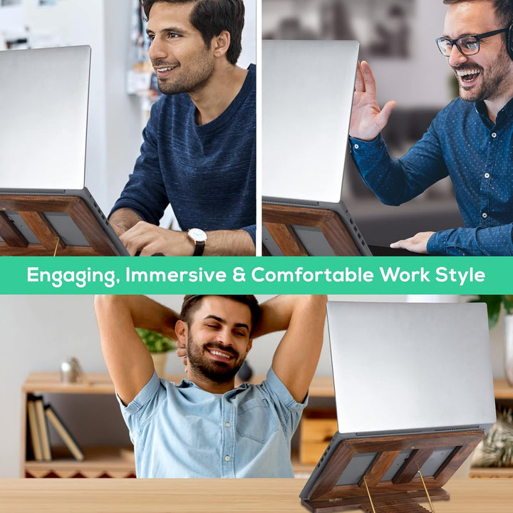 Ergonomischer Laptop-Ständer aus Holz, Tablet-Erhöhung | Online-Arbeiten | Online-Kurse | plastikfre