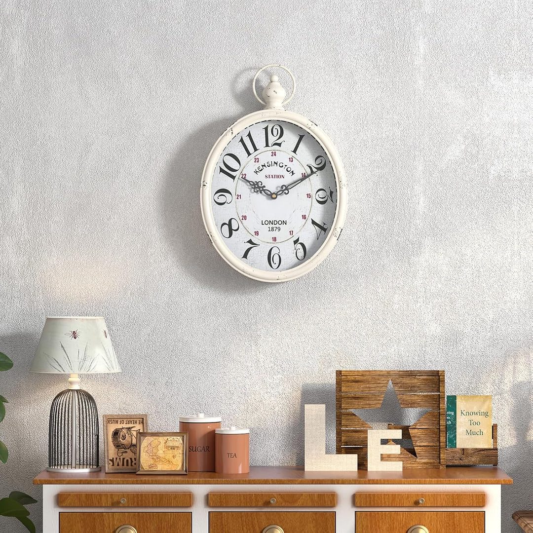 Menterry Rechteck Retro-Wanduhr, altmodisches antikes Design, rustikaler Vintage-Stil, batteriebetri