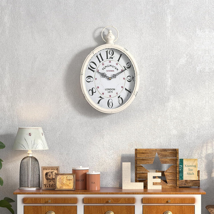 Menterry Rechteck Retro-Wanduhr, altmodisches antikes Design, rustikaler Vintage-Stil, batteriebetri