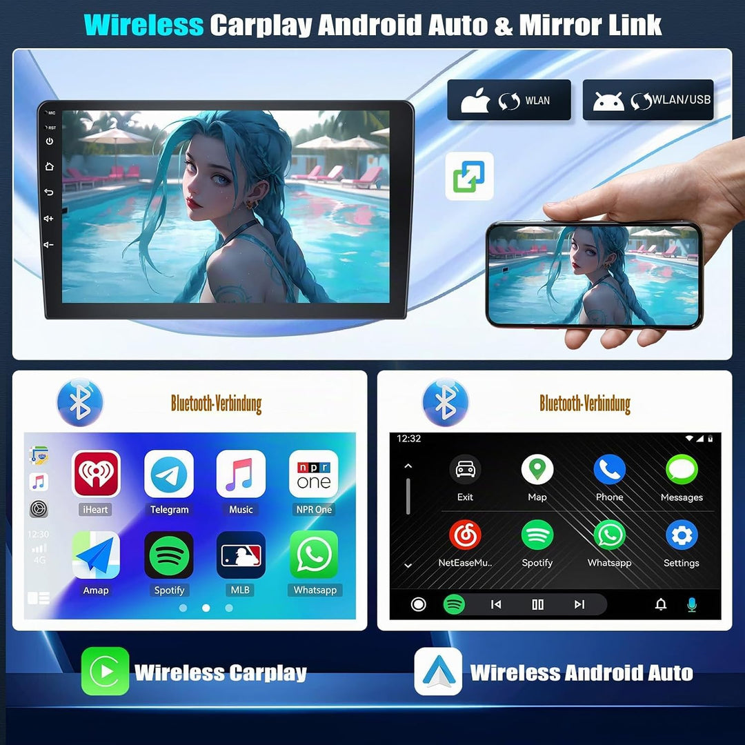 CAMECHO 2+64G Android 13 Autoradio 9 Zoll für Mercedes Benz Smart Fortwo W451 2011-2015 mit Wireless