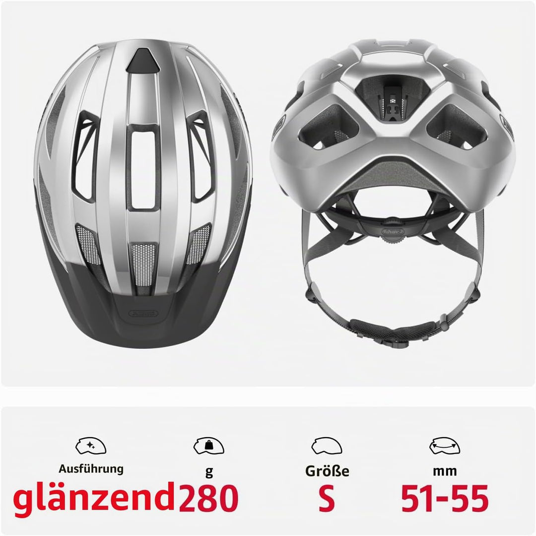 ABUS Rennradhelm Macator - sportiver Fahrradhelm für Einsteiger - auch für Zopfträger/-innen - für D