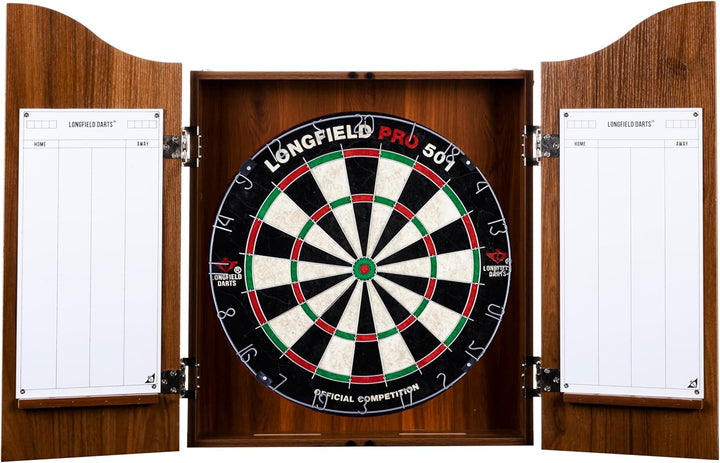 Holz Dartschrank, sisal Dartscheibe, inbegriffen 6 Darts 18gr und Zubehör Kastanie, Kastanie