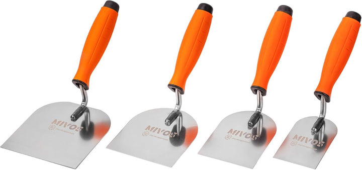 Mivos Stukateurkellen-Set 4-teilig - 60 mm 80 mm 100 mm 120 mm - Edelstahl Meurerkellen - Rostfreie