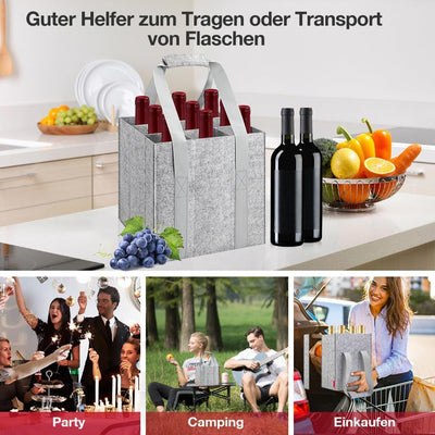 Eurhomewit Flaschentasche 9 Flaschen Flaschenträger, Filz Flaschen Tasche Wiederverwendbar Männerhan