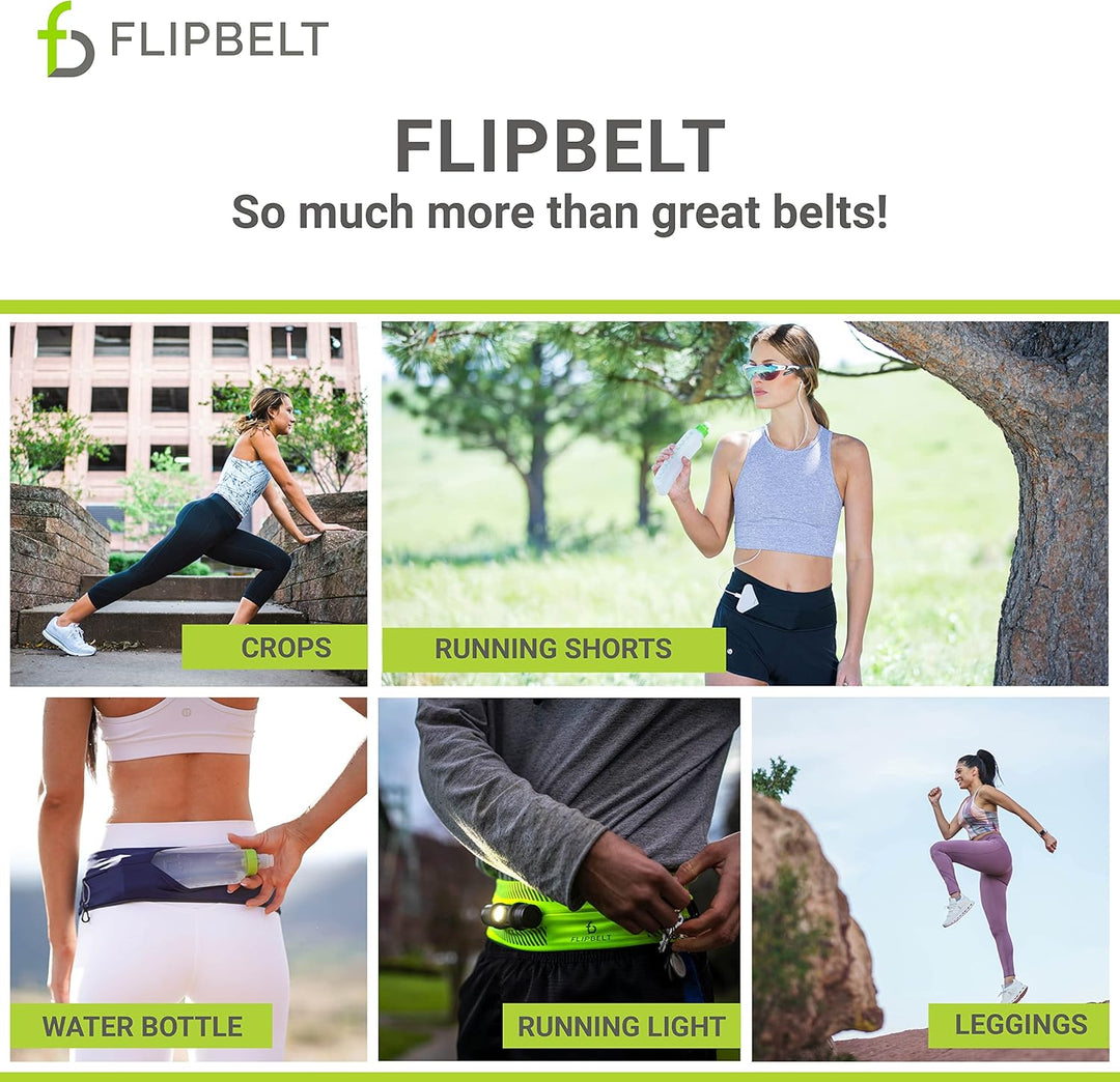 FlipBelt Zipper - Laufgürtel für Handy &amp; kleines Zubehör - Sport-Bauchtasche für Damen und Herren -