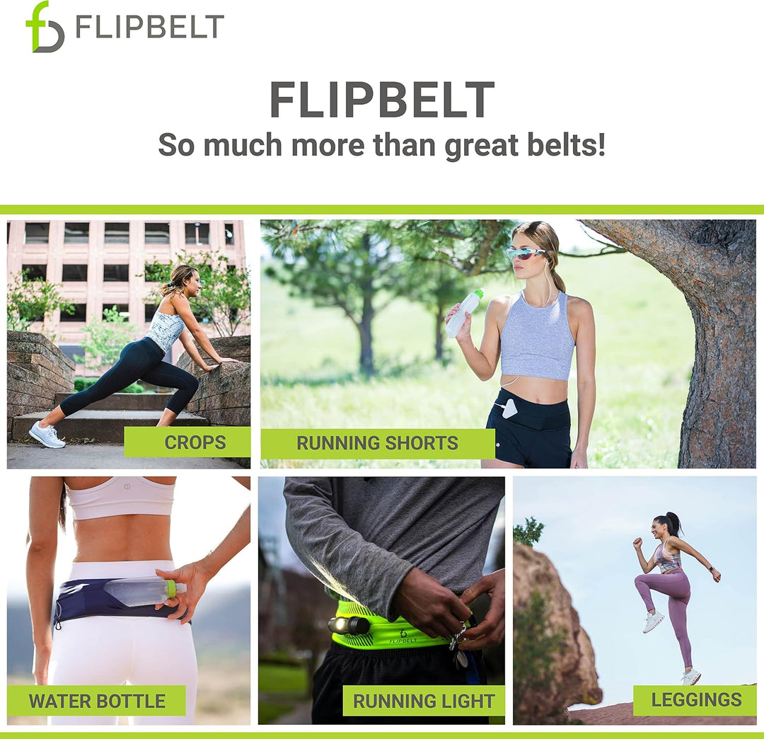 FlipBelt Zipper - Laufgürtel für Handy &amp; kleines Zubehör - Sport-Bauchtasche für Damen und Herren -