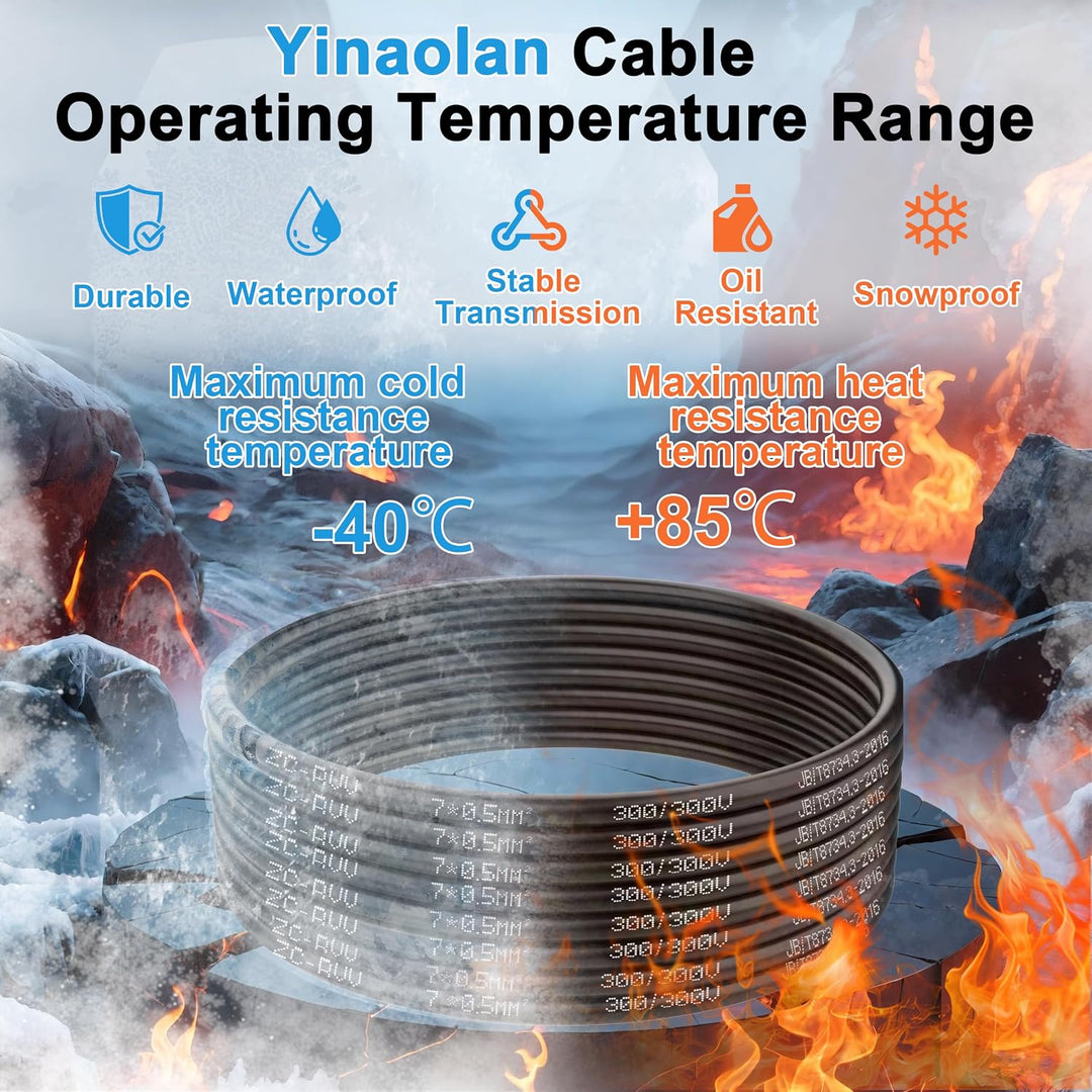 7-adriges Kabel 5M 12V 24V für Anhänger 5m Abschleppseil, 7 * 0.5mm² 5Meter flexibles Verlängerungsk