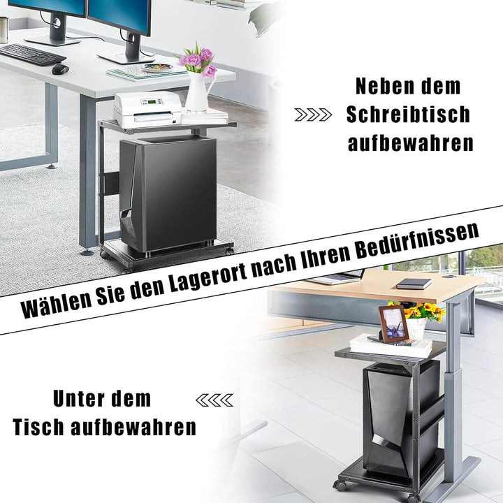 Whchiy PC Ständer Eisen Computer Ständer 2 Schicht CPU Ständer mit Rollen für Schreibtisch (C-Stil G