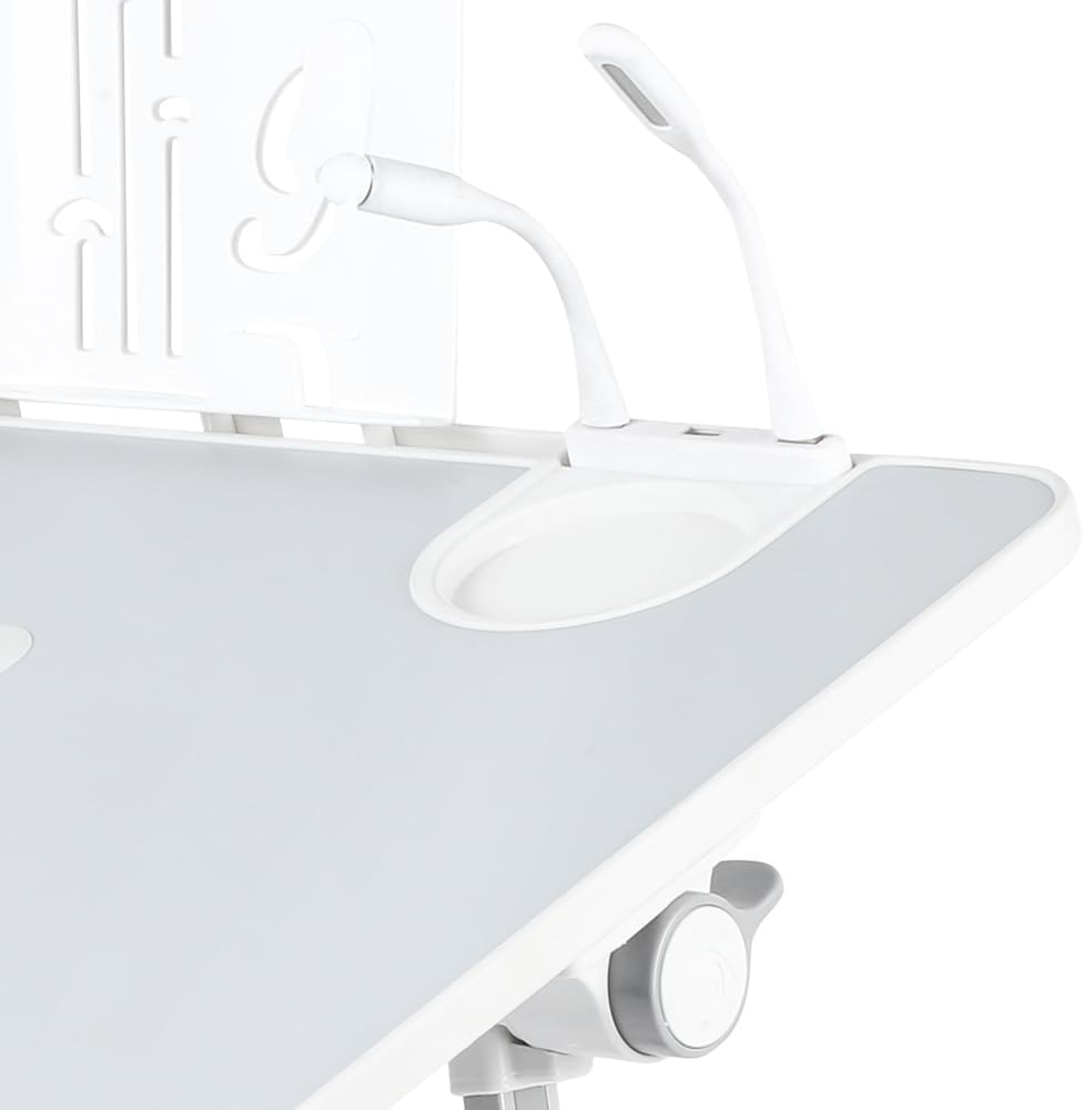 OHMG Laptop-Bett, höhenverstellbar und Winkel, faltbar, neigbar, mit Kühler/USB-Ports/Schublade, für
