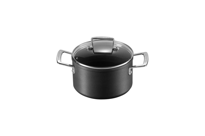 Le Creuset Aluminium-Antihaft Fleischtopf mit Glasdeckel, Ø 18 cm, Für alle Herdarten inkl. Induktio