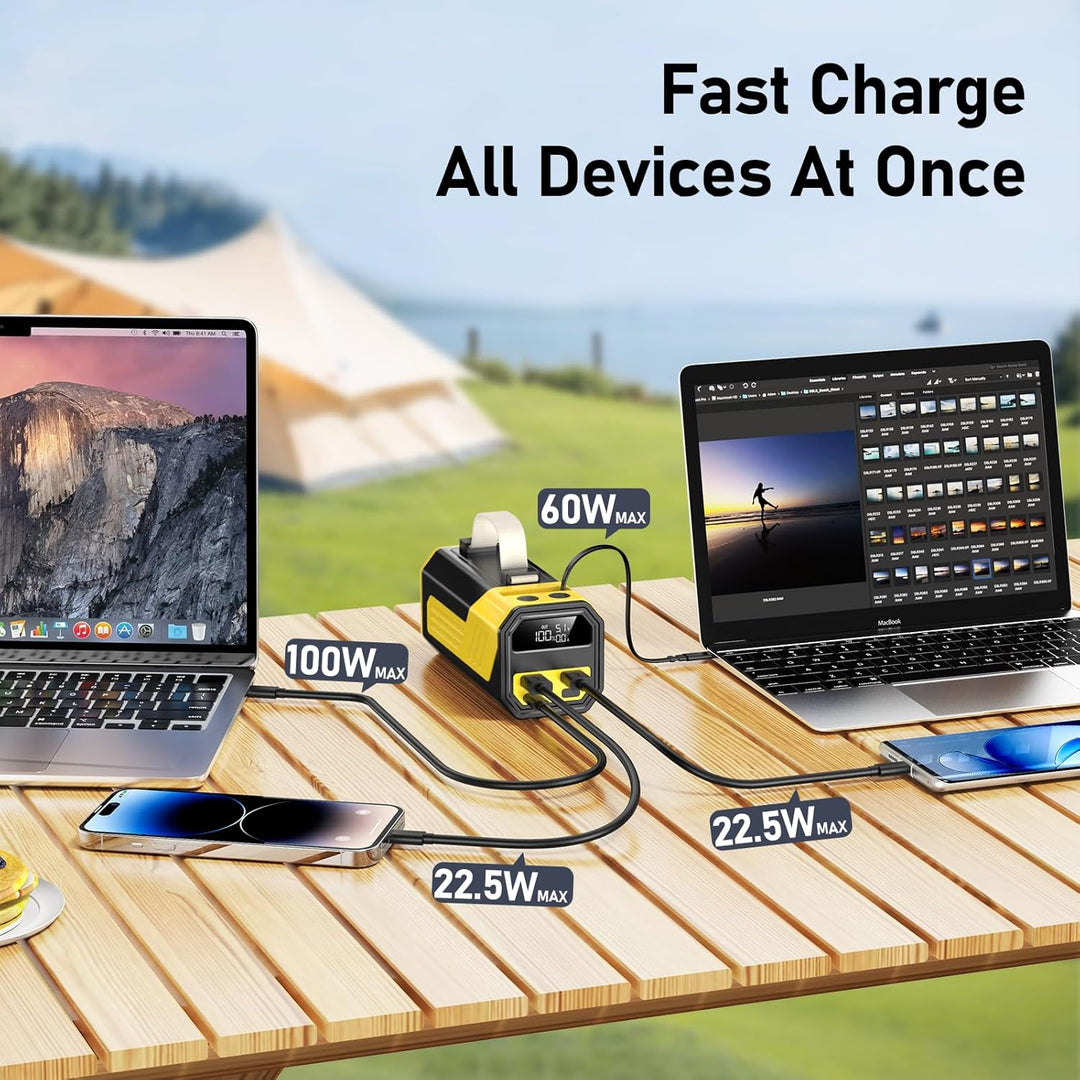 Laptop Powerbank 70000mAh, Power Bank 100W USB-C mit integriertem & einziehbarem Kabel, Externer Akk