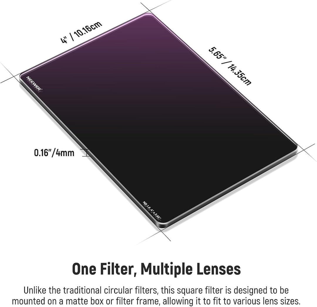 NEEWER 2 Pack ND0.9/1.8 (3/6 Stops) Square ND Filter, 4" x5,65 Dual Sided 30 Multi Nano Coated Cinem