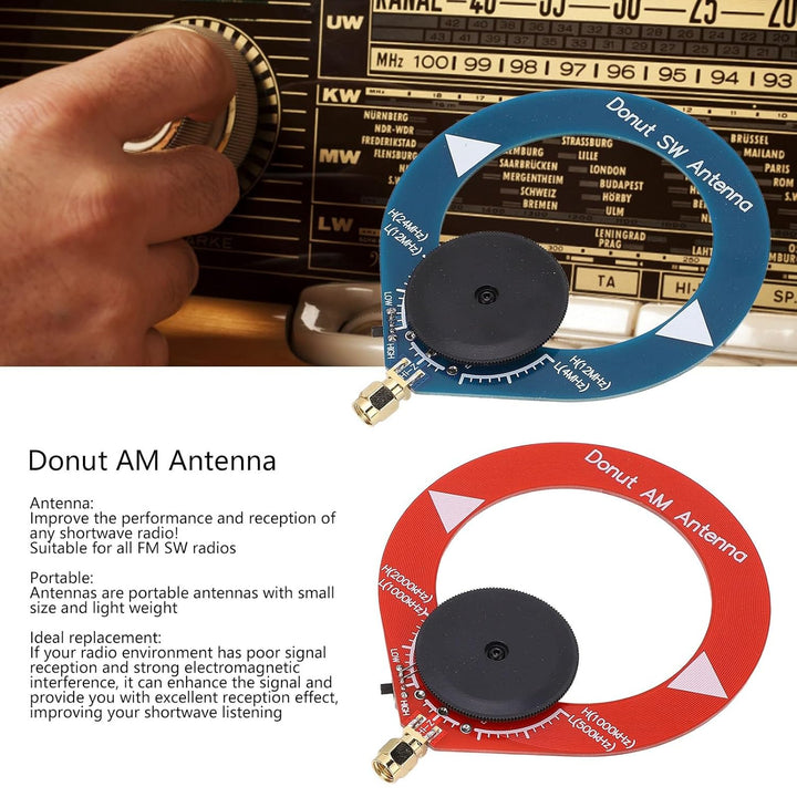 2 Stück Donut AM MW SW Antenne für Kurzwellenradio, Tragbare Mini-Antenne, Leicht und Langlebig, Ver