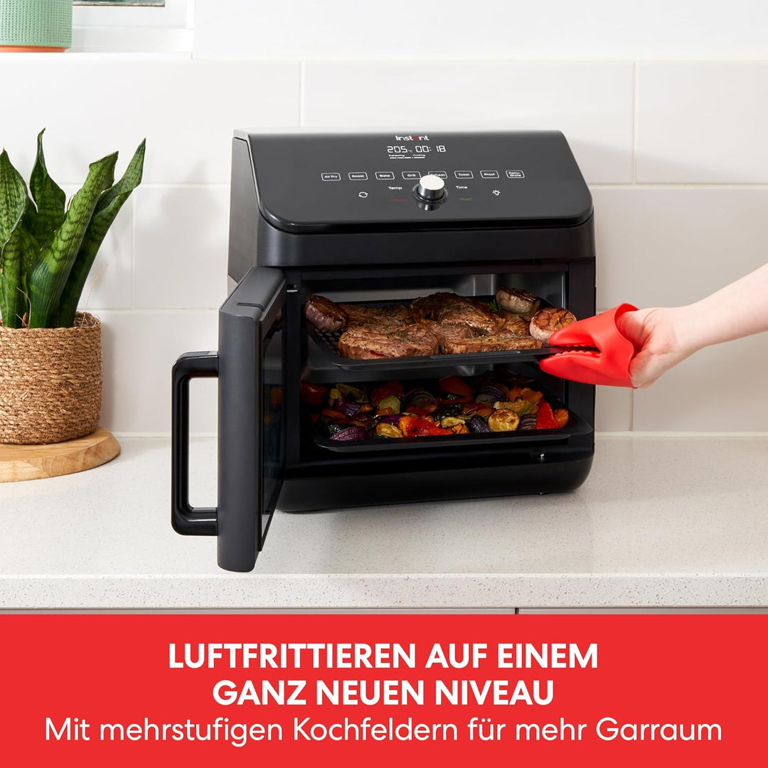 Instant Heissluftfritteuse Ofen 13L mit XXL Fassungsvermögen, 9 Programmen und Drehspiess - Frittier