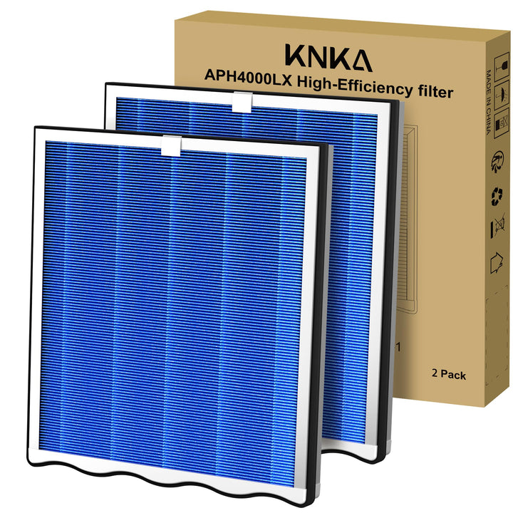KNKA Ersatzfilter für APH4000 Luftreiniger, 2er-Pack (Blau) - HEPA-Leistung (Schlafmodus) & Aktivkoh