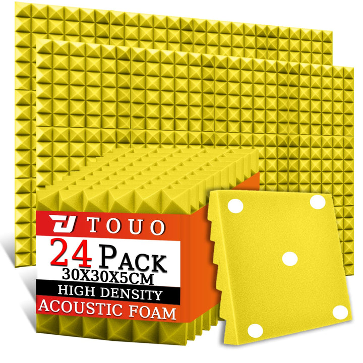 Akustikschaumstoffplatten, 30 x 30 x 5 cm, schalldichte Pyramiden-Schallschutzplatten für Wände, hoc