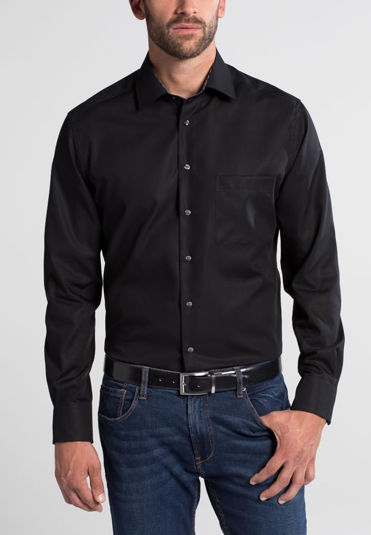 eterna Langarm Hemd MODERN FIT Popeline unifarben