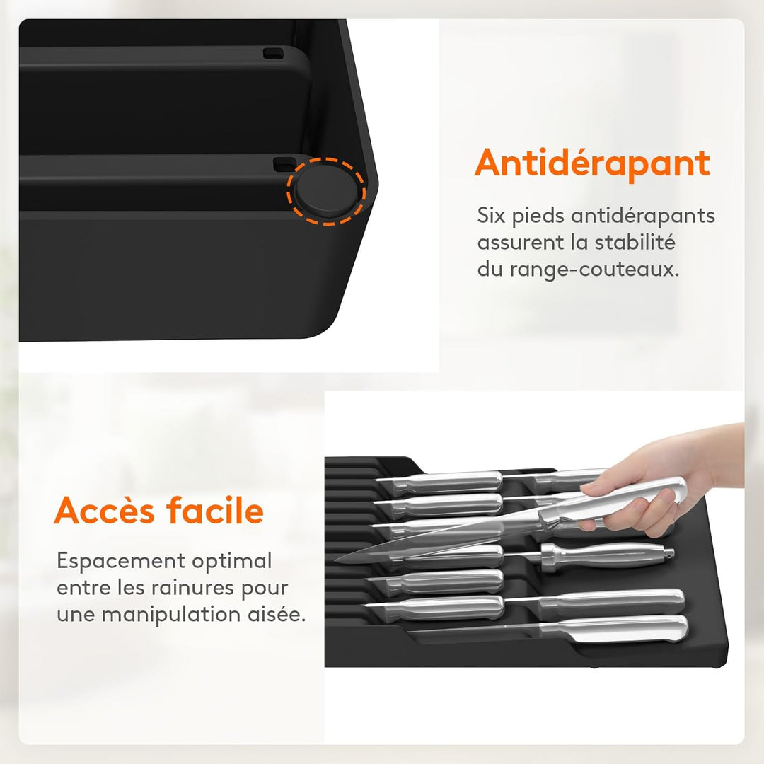Lifewit Magnetischer Messerhalter Schublade für 12 Messer, Messer Organizer mit Rutschfestem Boden,